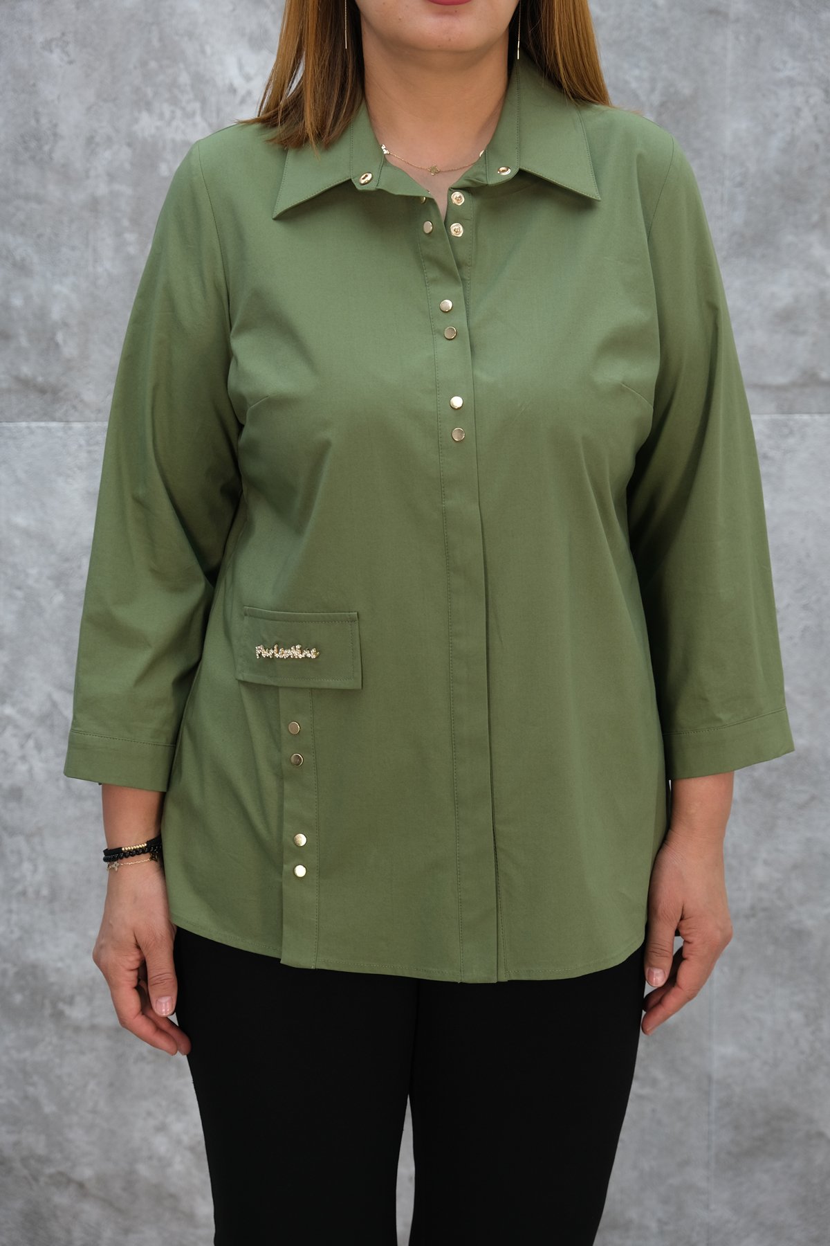 Super Plus Size Shirt-Khaki