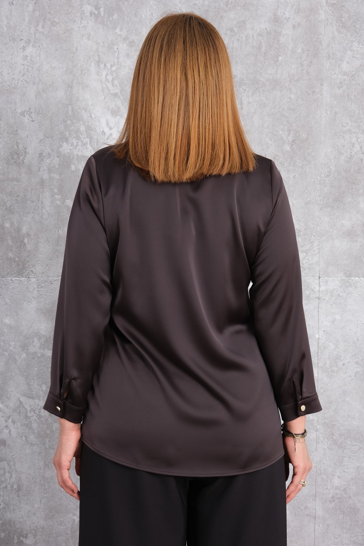 Plus Size Blouse-Brown
