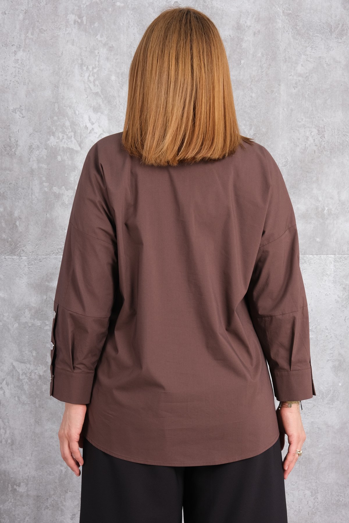 Plus Size Blouse-Brown