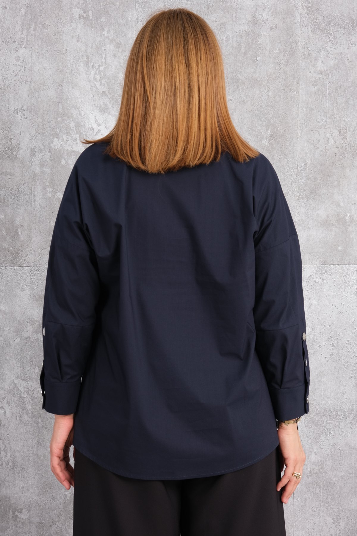 Plus Size Blouse-Dark Blue