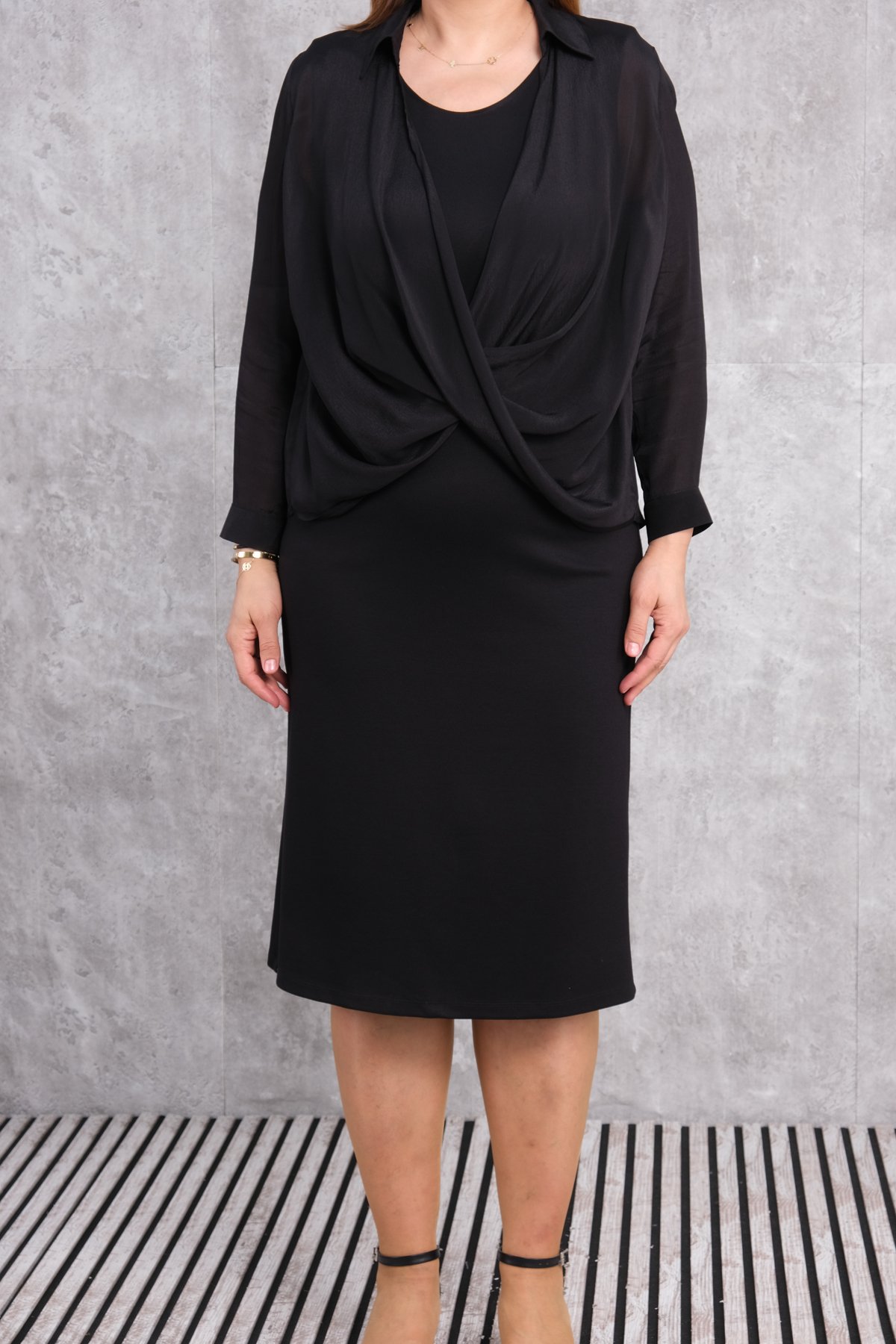 Plus Size Two-Piece Set-Black
