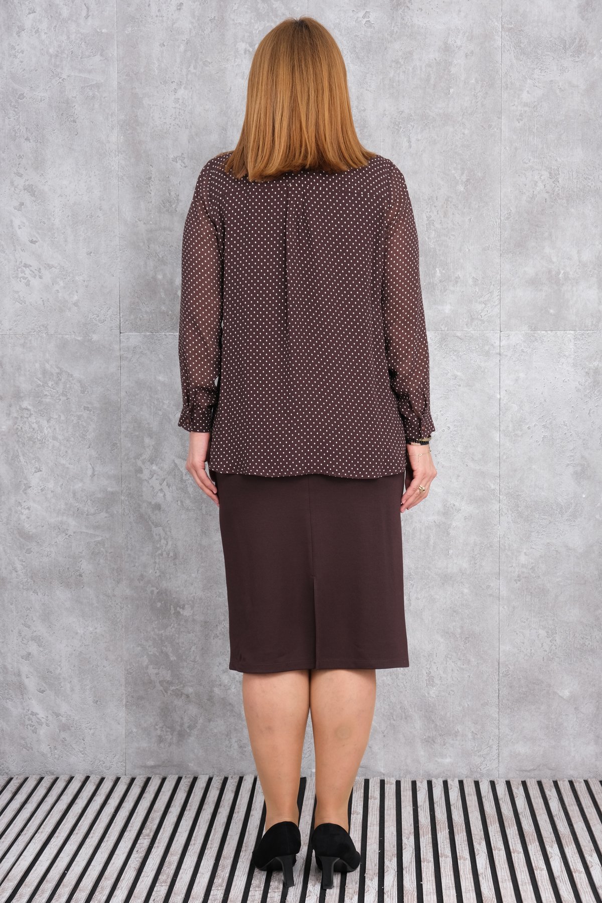 Plus Size Two-Piece Set-Brown