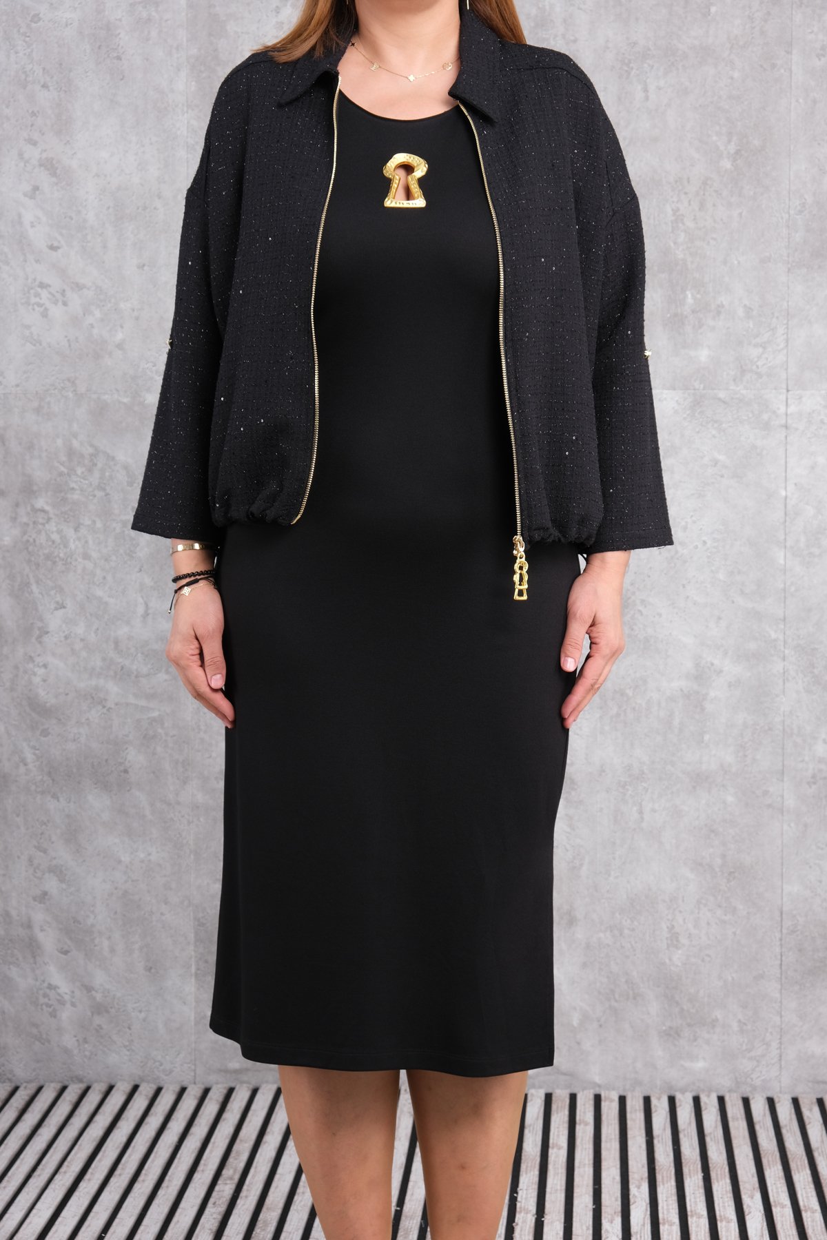 Plus Size Two-Piece Set-Black