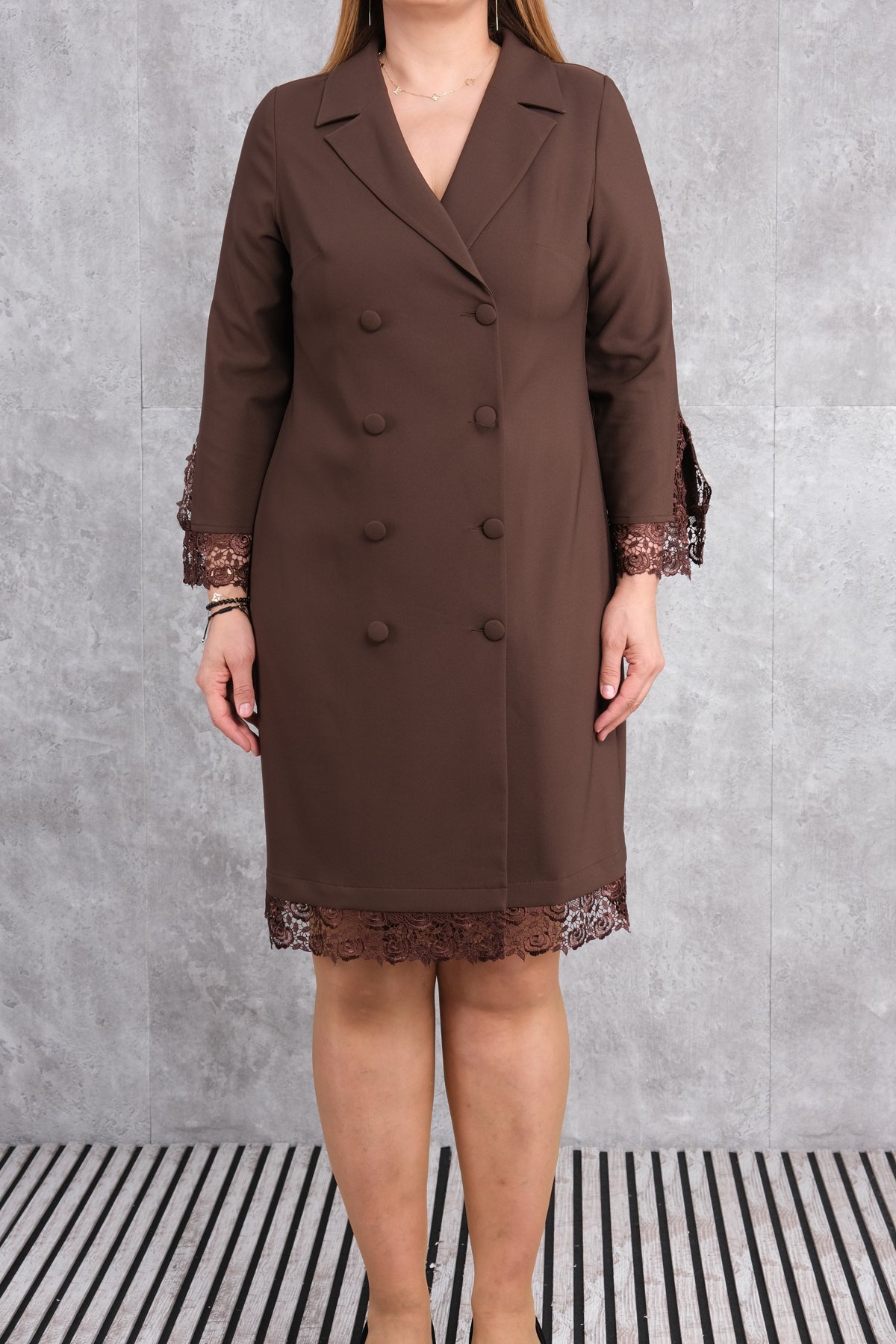 Plus Size Dress-Brown