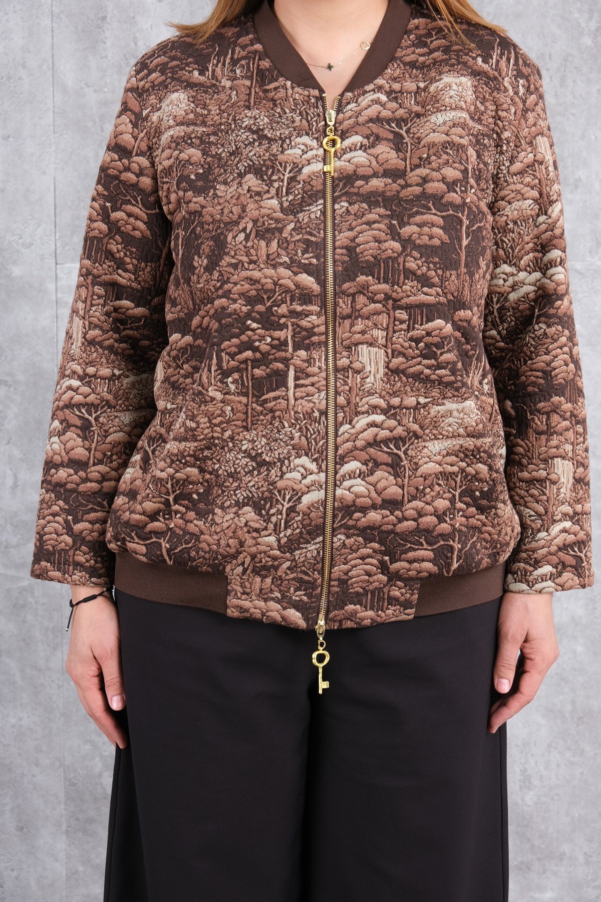 Plus Size Coat-Brown