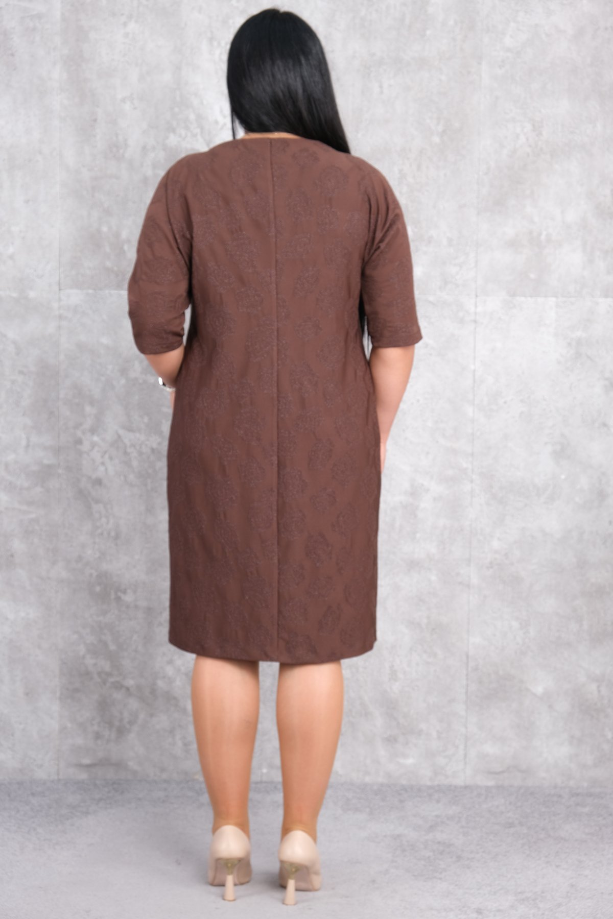 Plus Size Dress-Brown