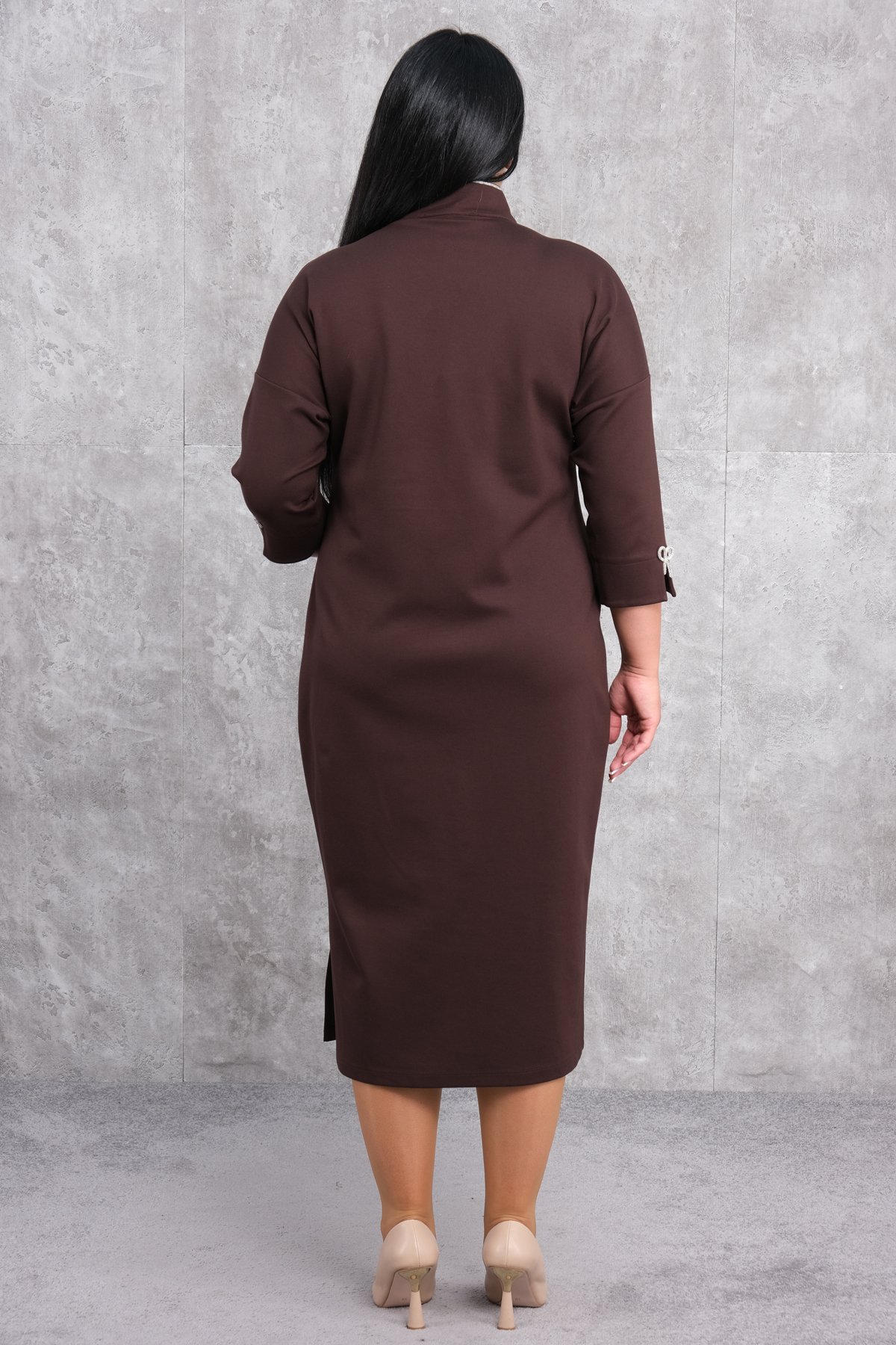 Plus Size Dress-Brown