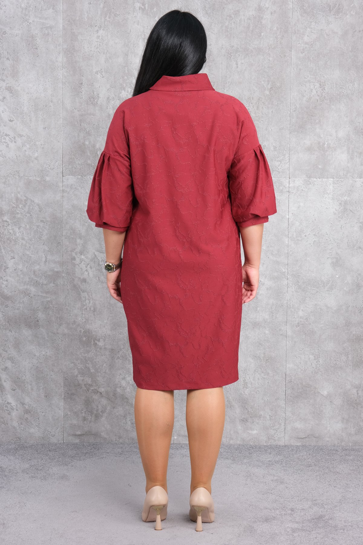 Super Plus Size Dress-Claret Red