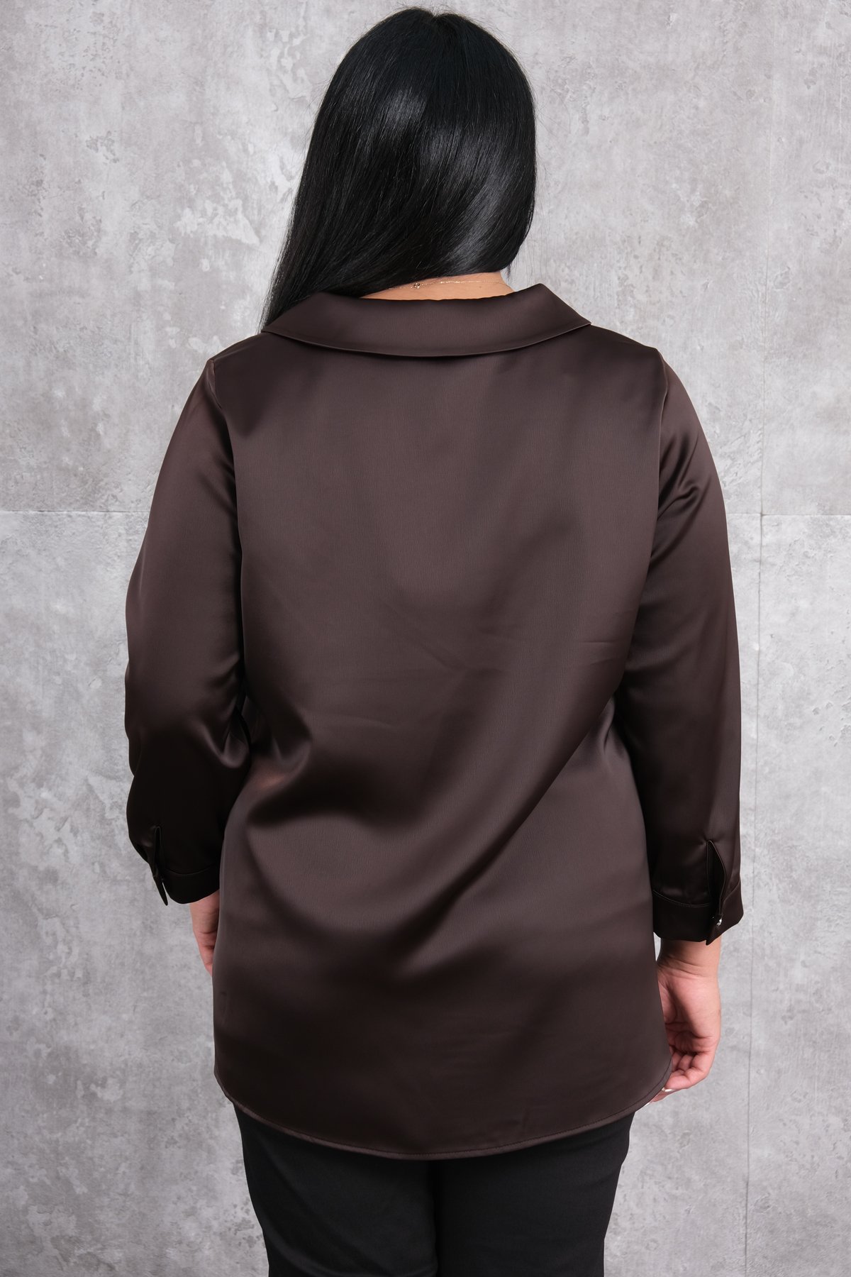 Plus Size Blouse-Brown