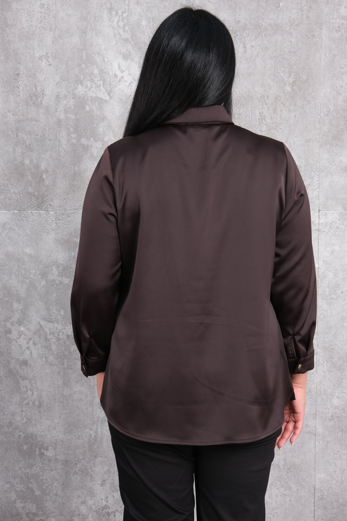 Plus Size Blouse-Brown