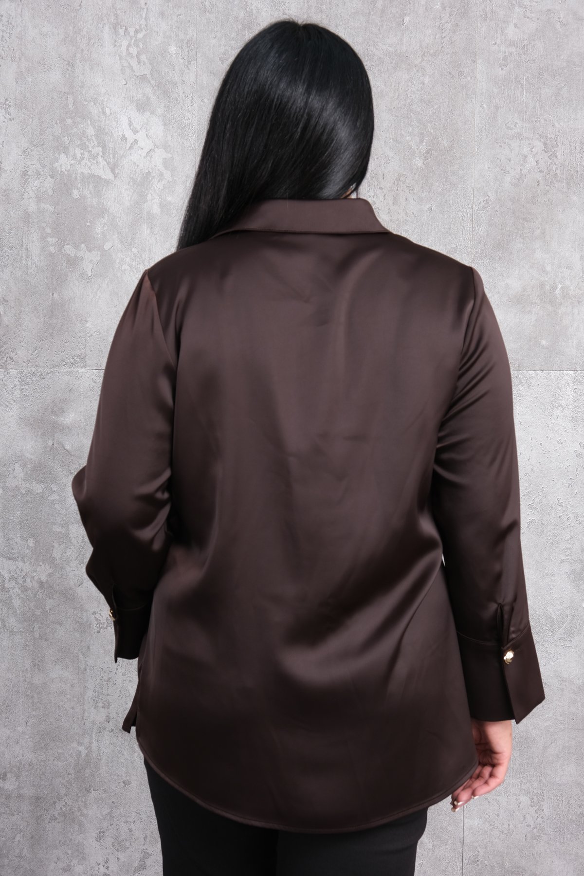 Plus Size Blouse-Brown