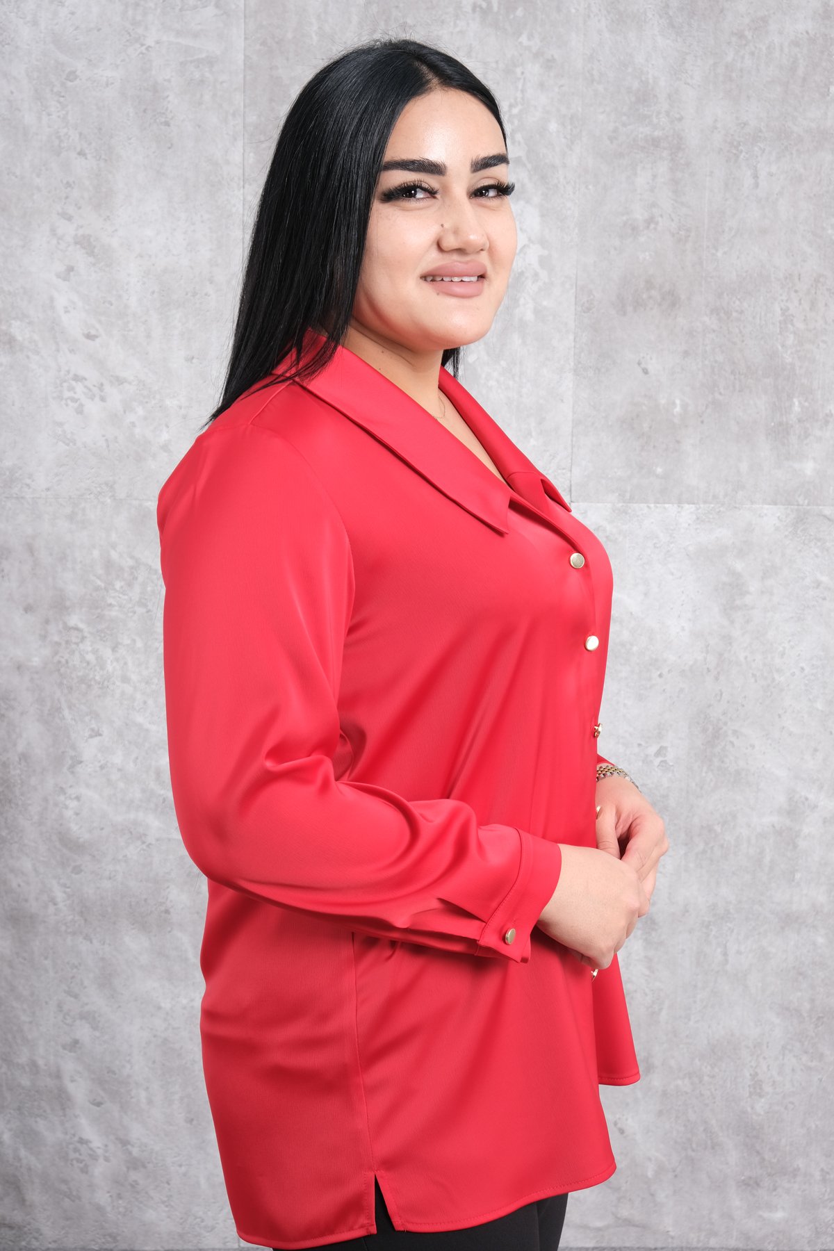 بلوزة مقاس كبير-الأحمر