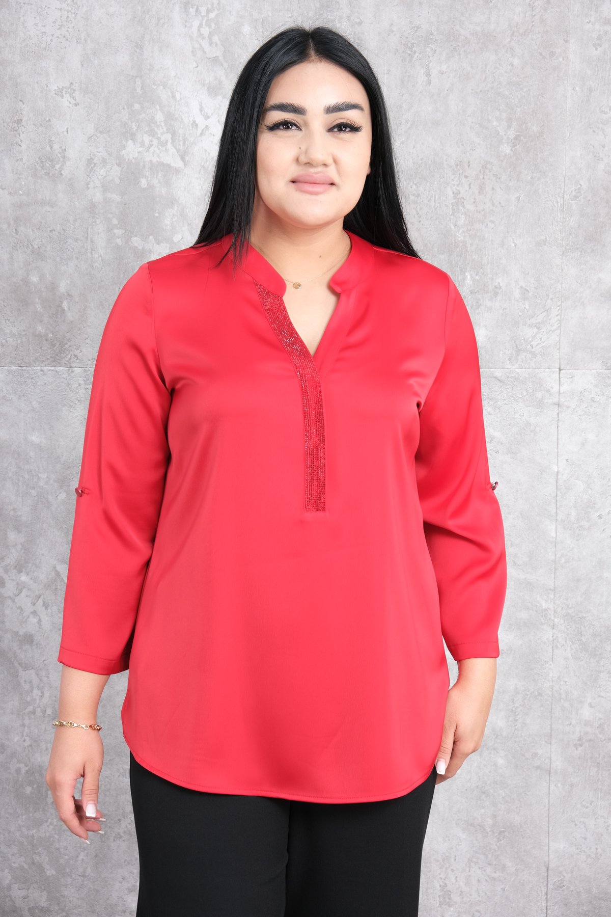 Блузка больших размеров-Красный