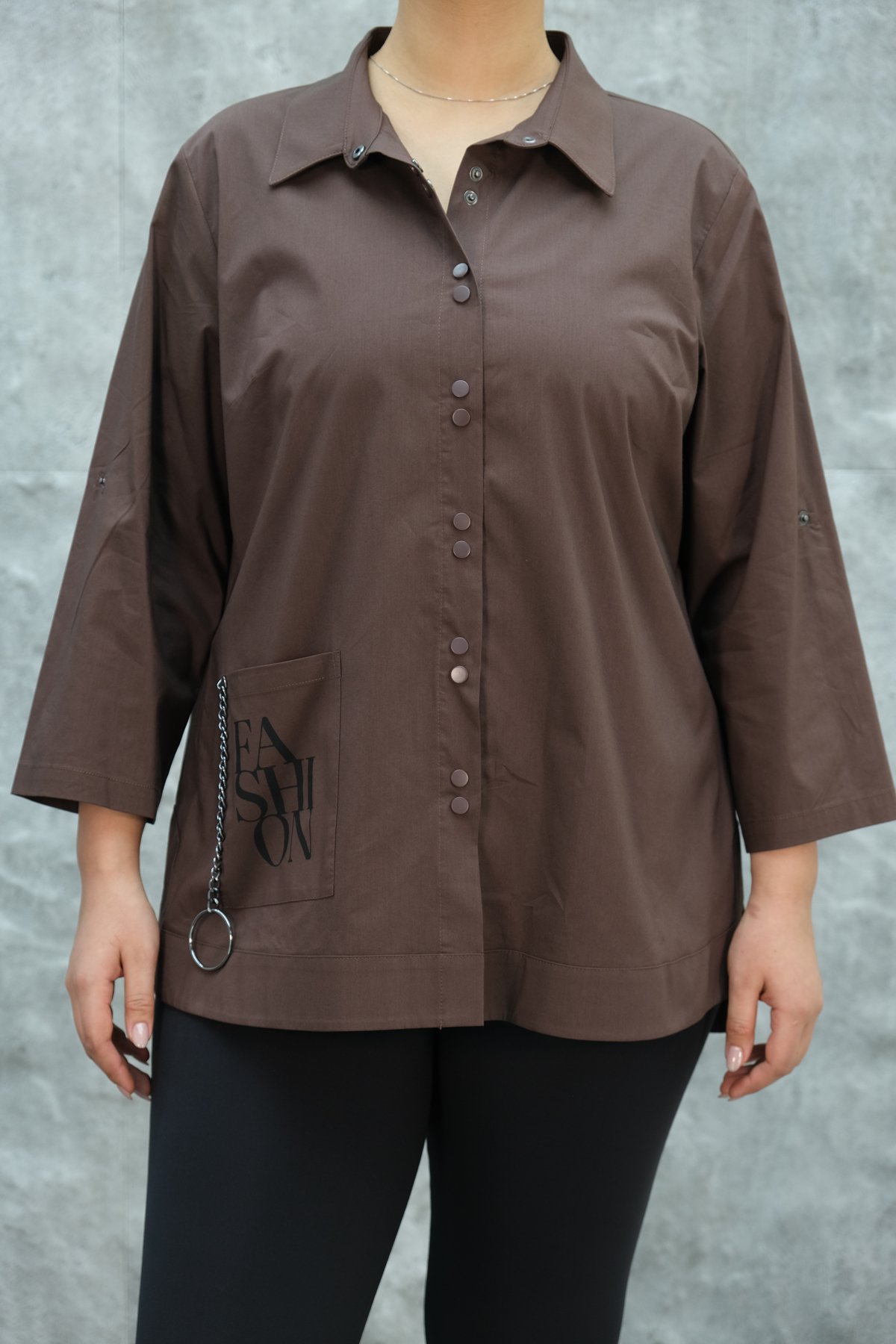 Plus Size Shirt-Brown