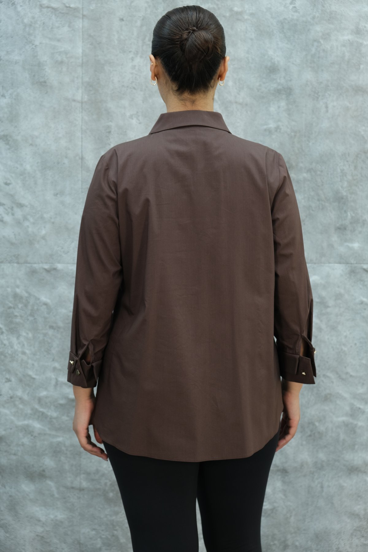 Plus Size Shirt-Brown