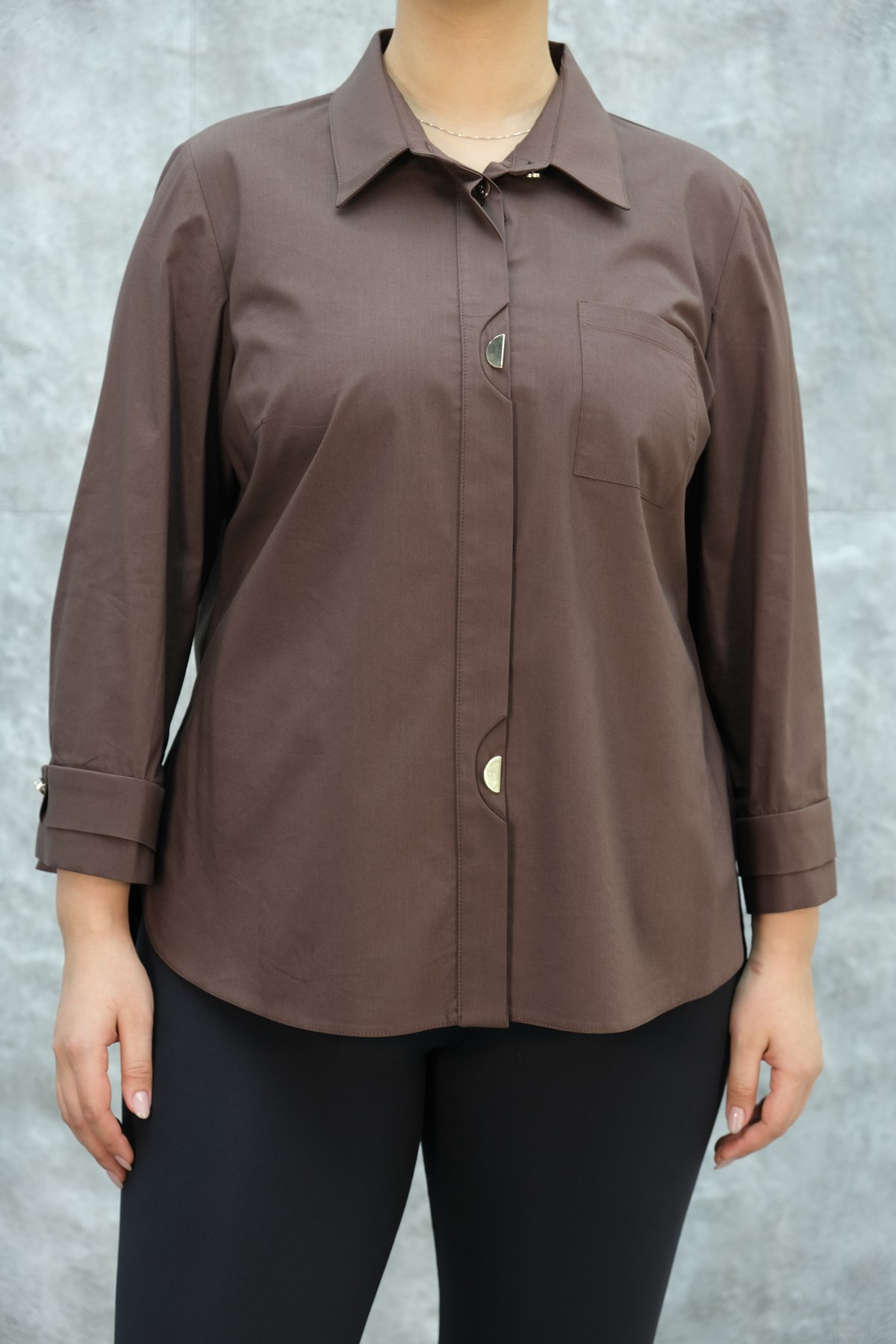 Plus Size Shirt-Brown
