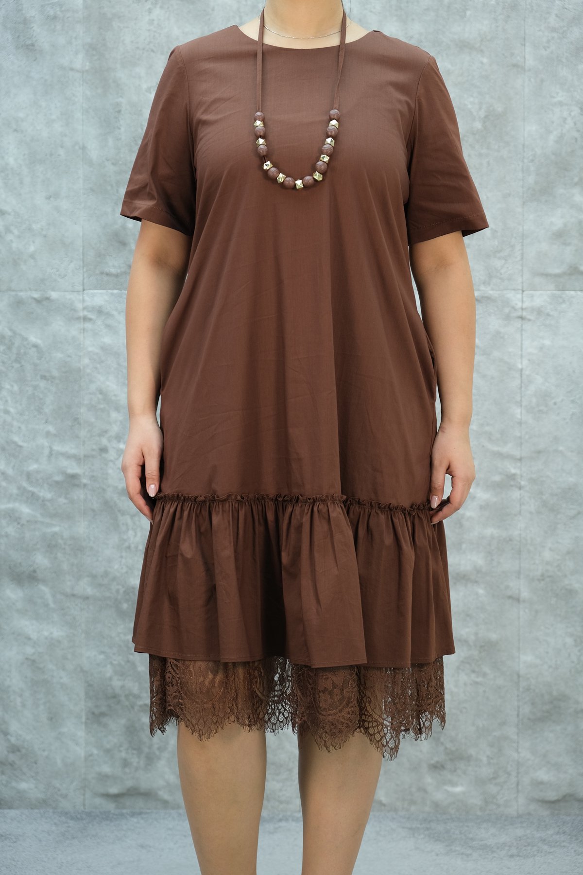 Super Plus Size Dress-Brown