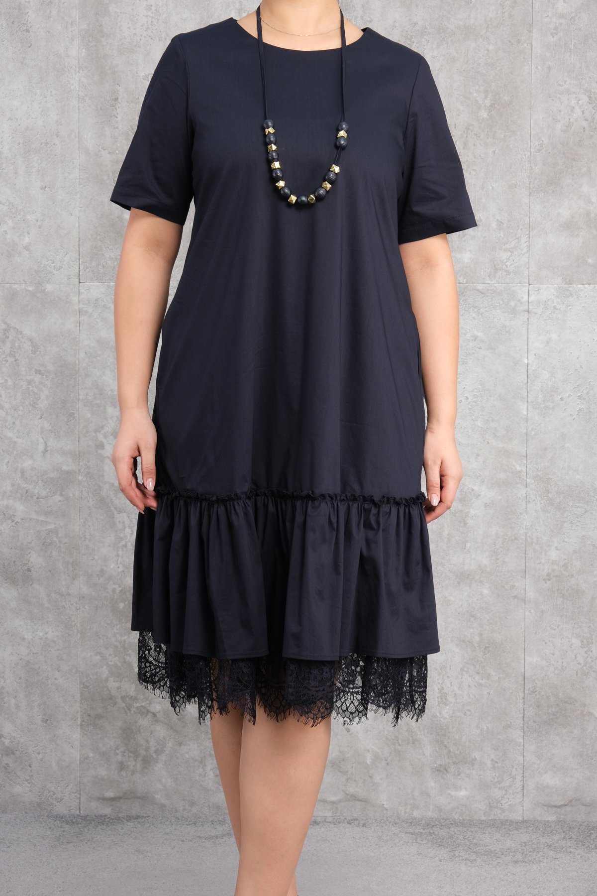 Plus Size Dress-Dark Blue