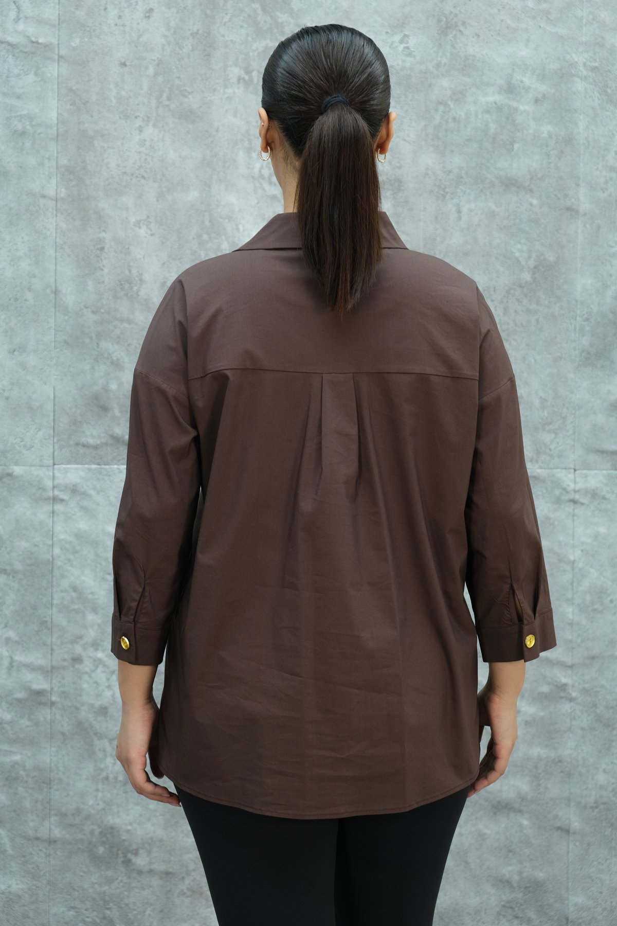 Super Plus Size Shirt-Brown