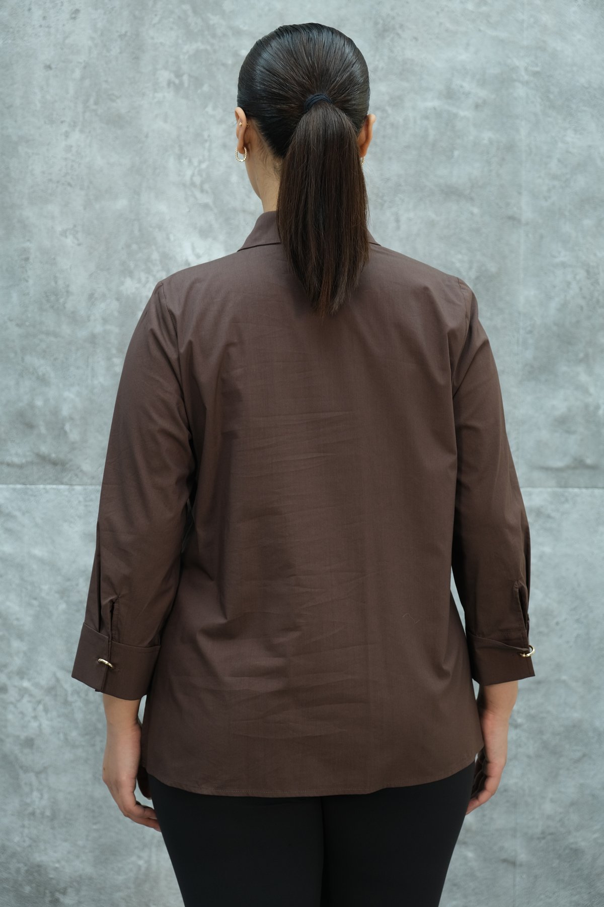 Super Plus Size Shirt-Brown