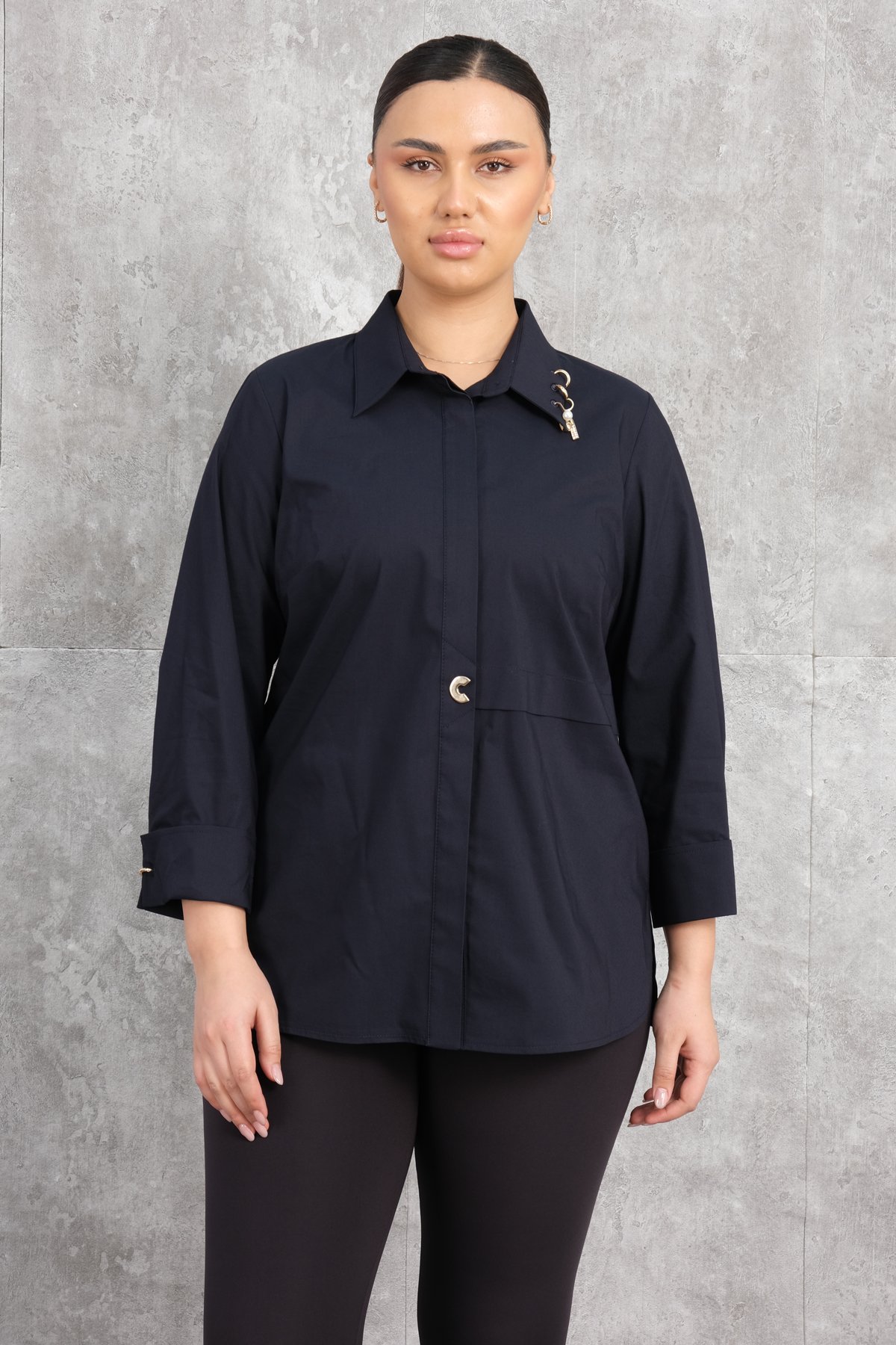Plus Size Shirt-Dark Blue