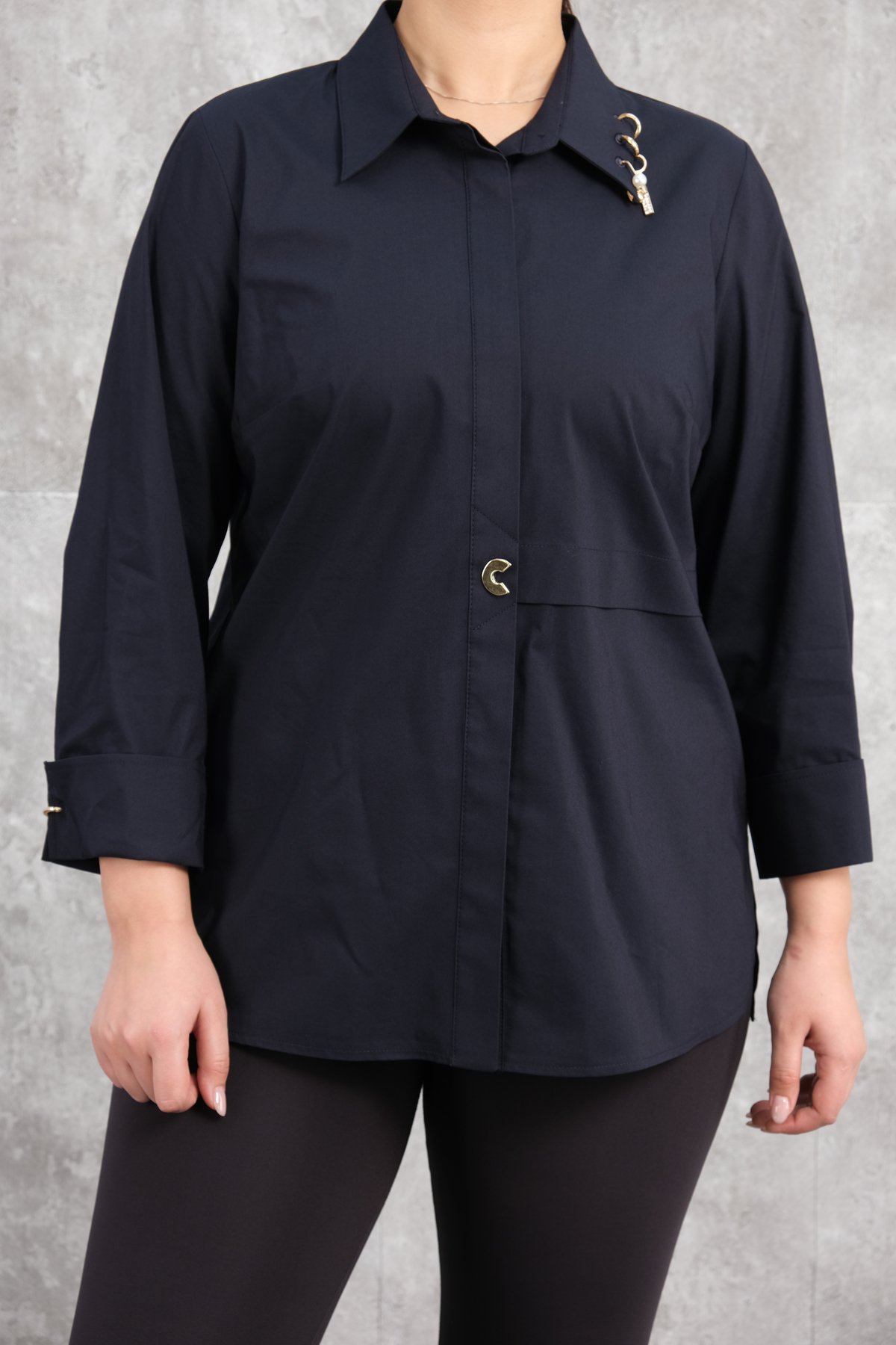 Plus Size Shirt-Dark Blue