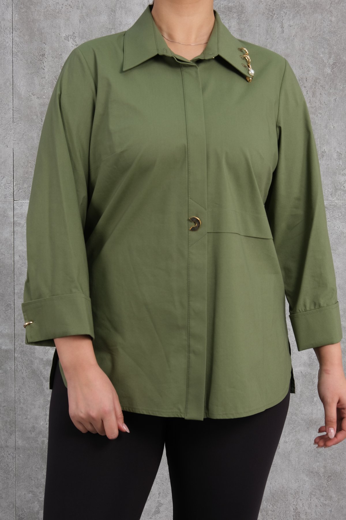 Plus Size Shirt-Khaki
