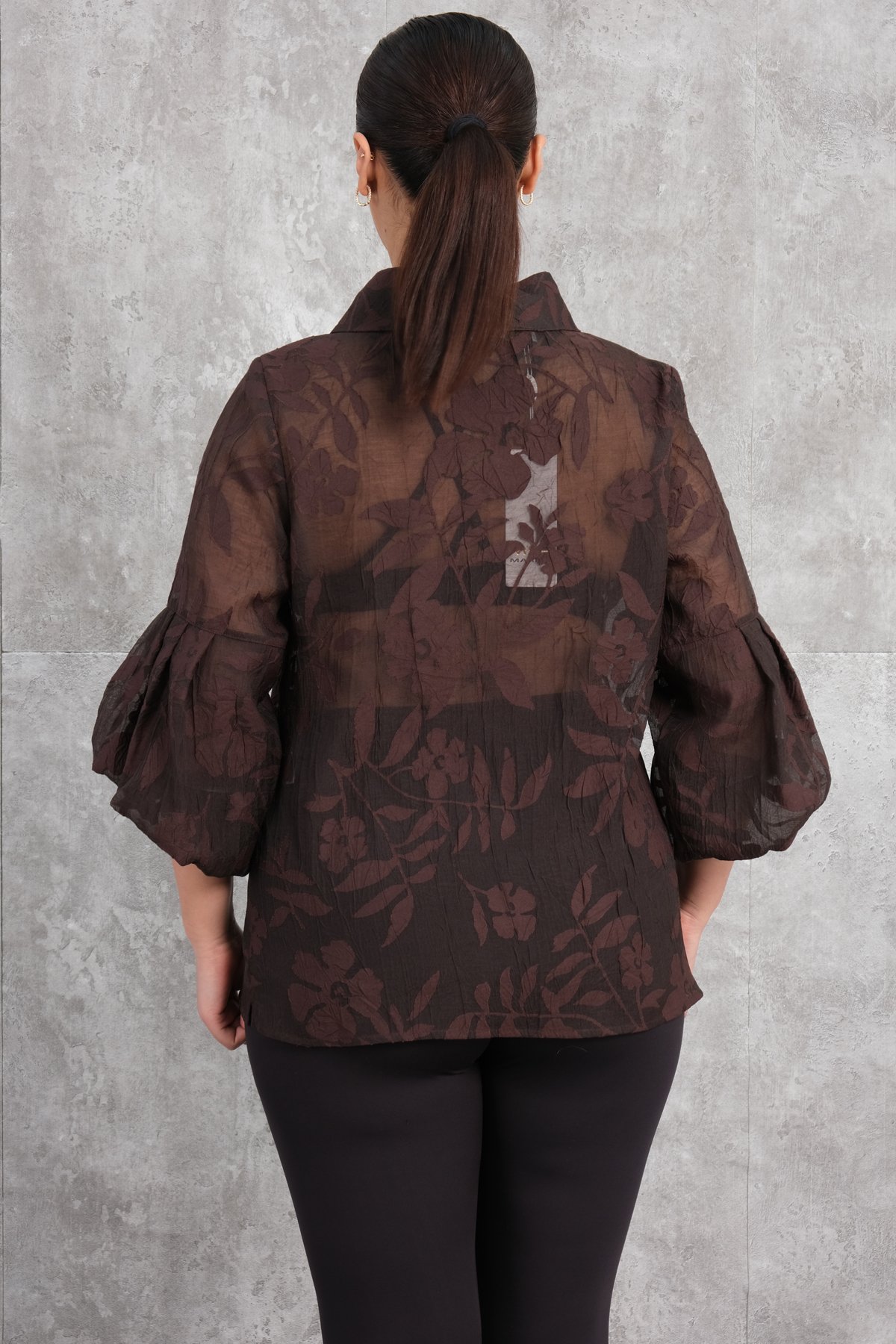 Plus Size Blouse-Brown