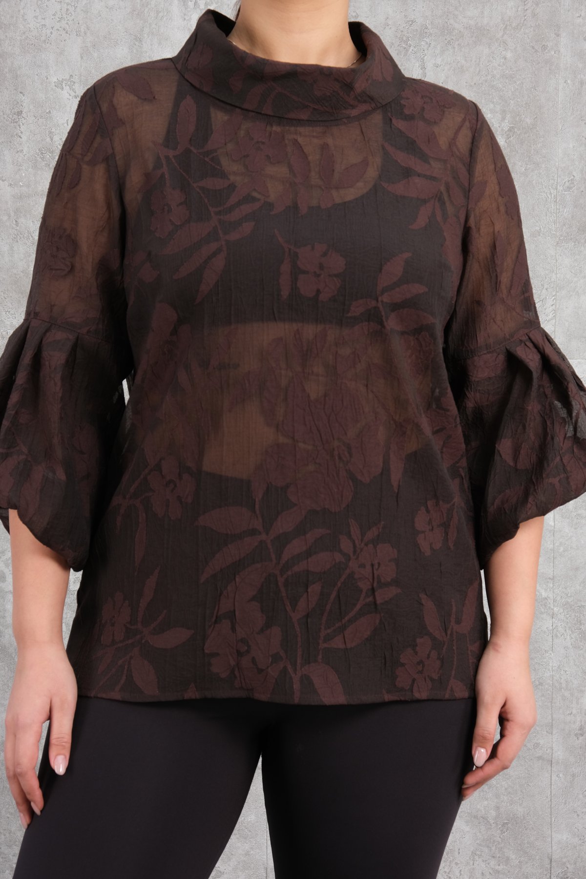 Plus Size Blouse-Brown