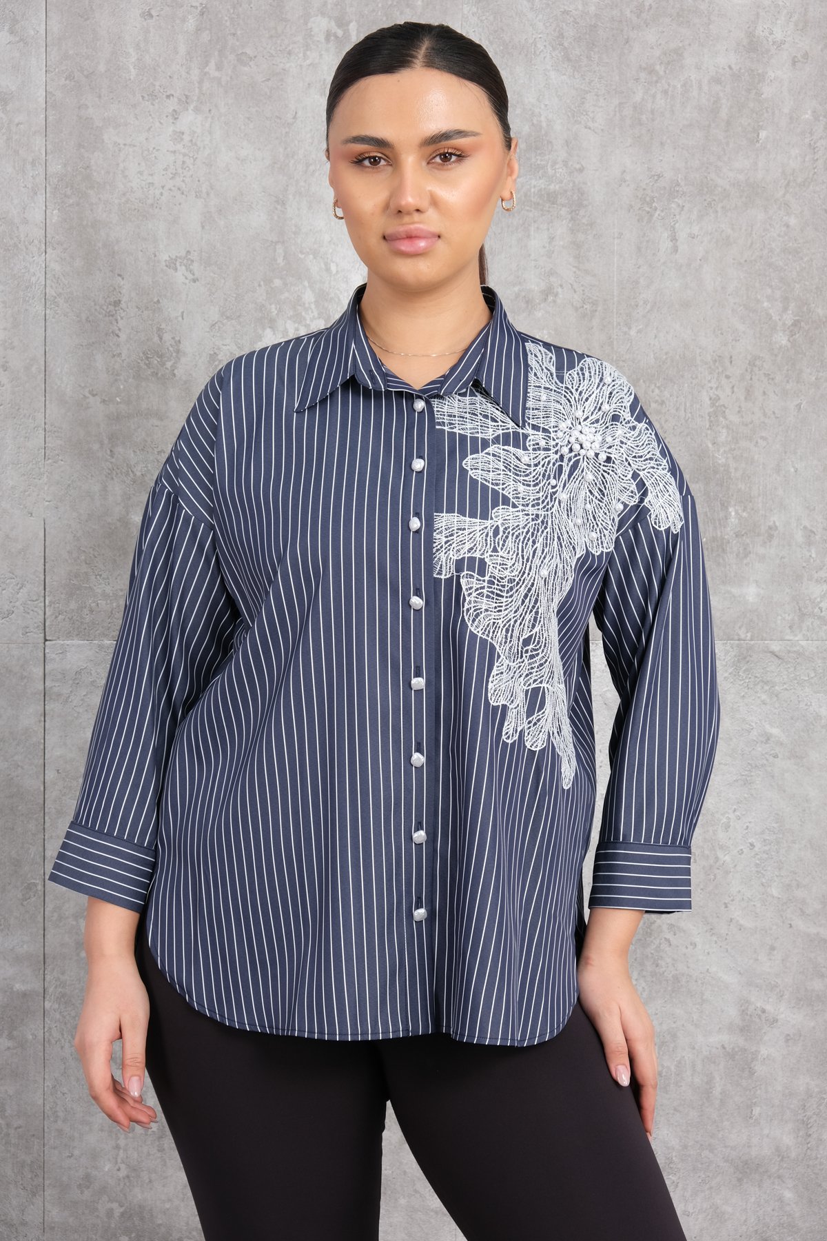 Plus Size Shirt-Dark Blue