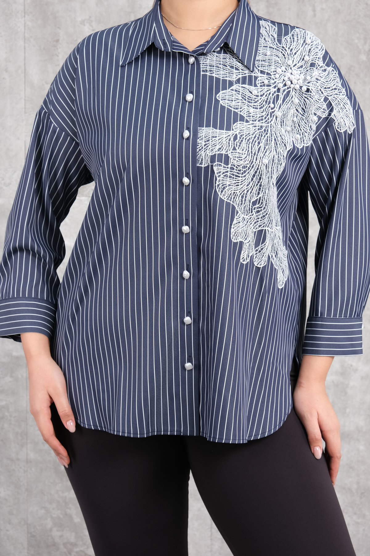 Plus Size Shirt-Dark Blue
