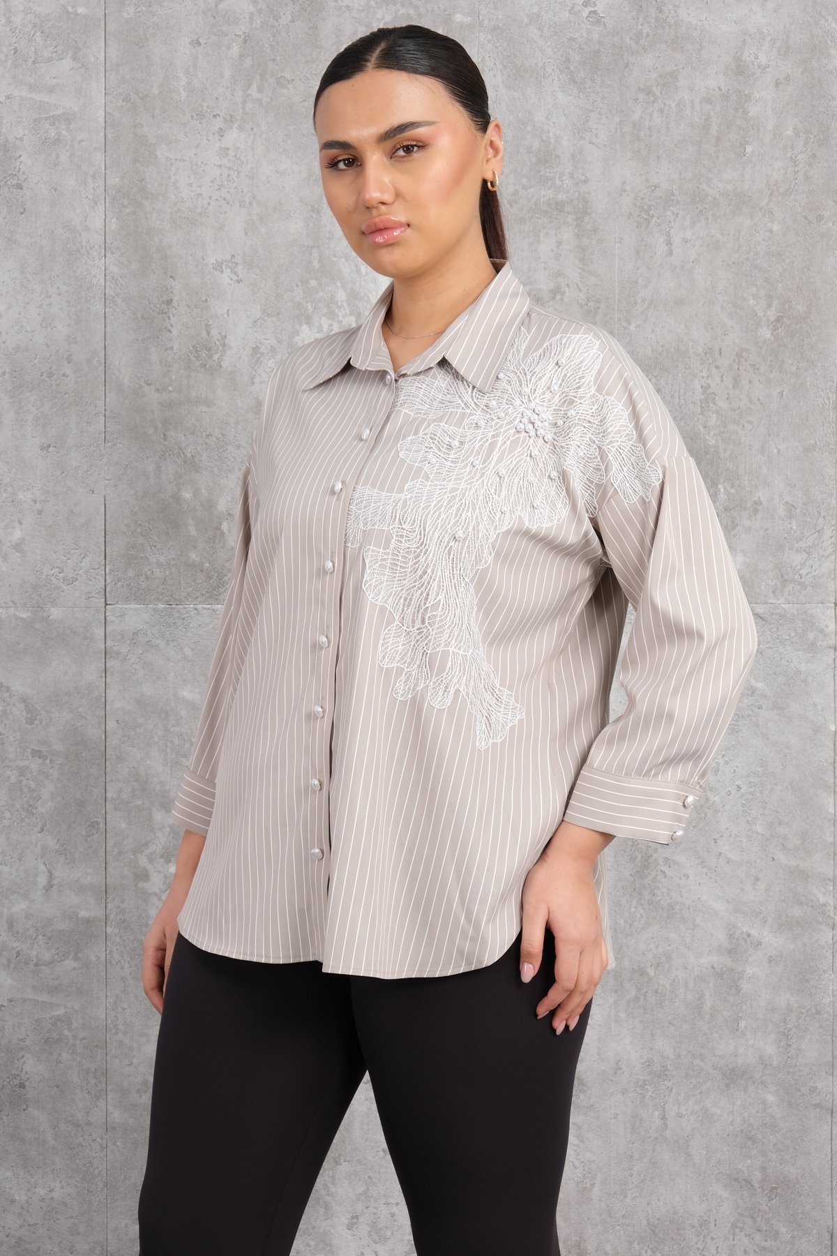 Plus Size Shirt-Beige