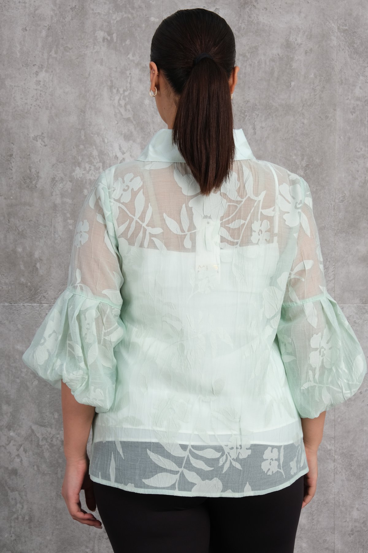 Plus Size Blouse-Light green