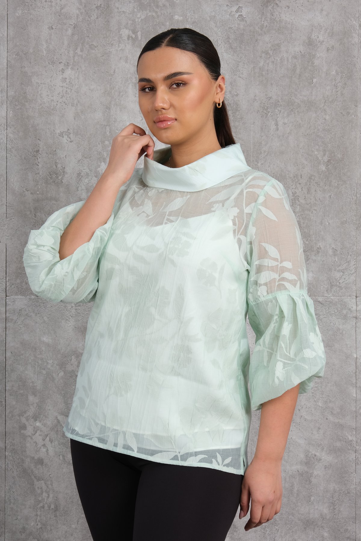 Plus Size Blouse-Light green