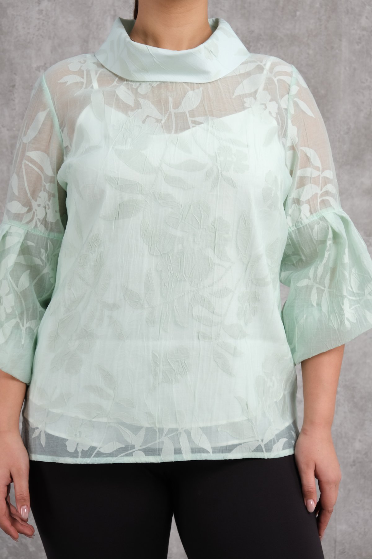 Plus Size Blouse-Light green