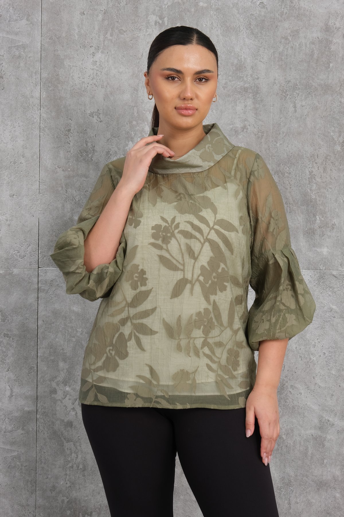 Plus Size Blouse-Khaki