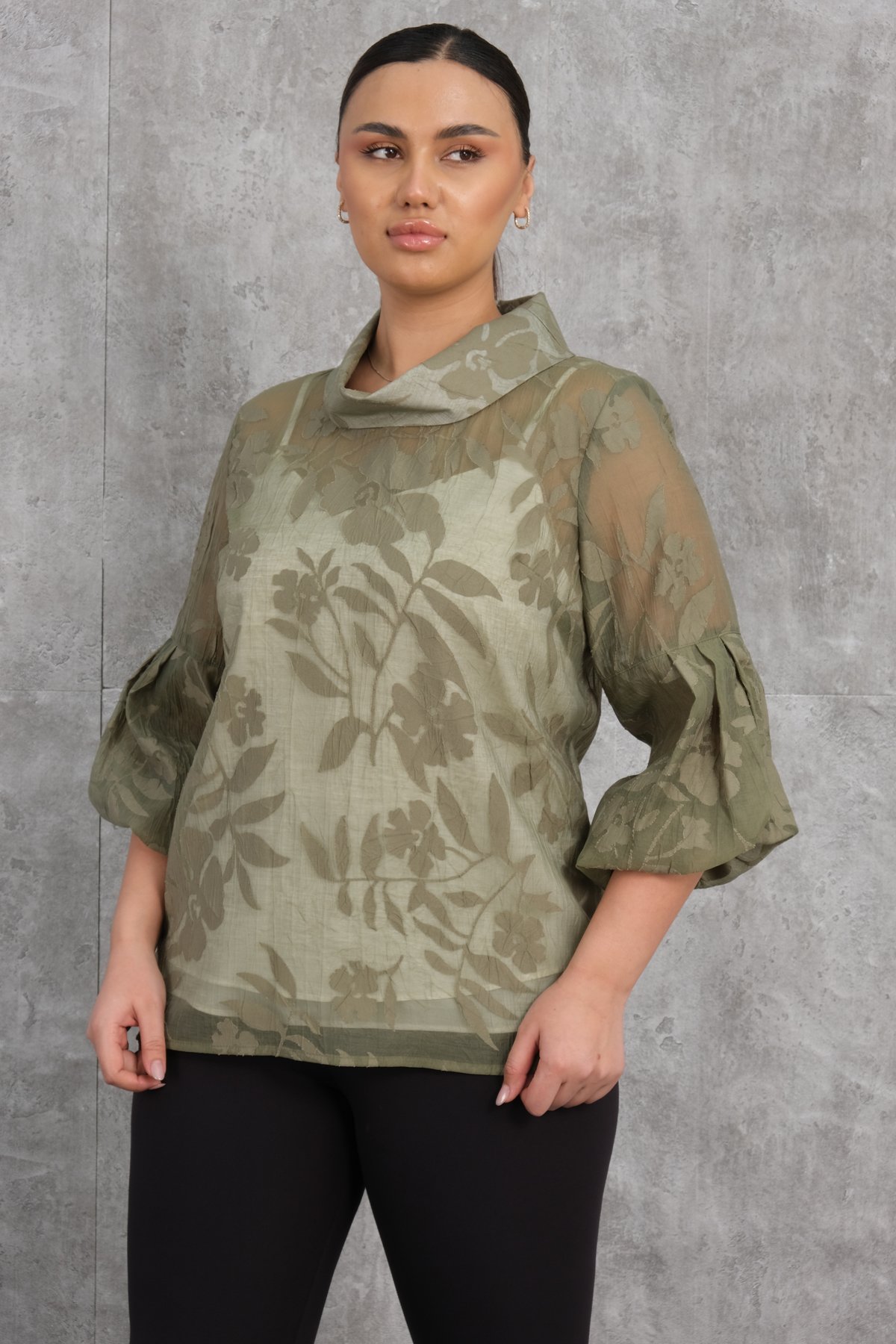 Plus Size Blouse-Khaki