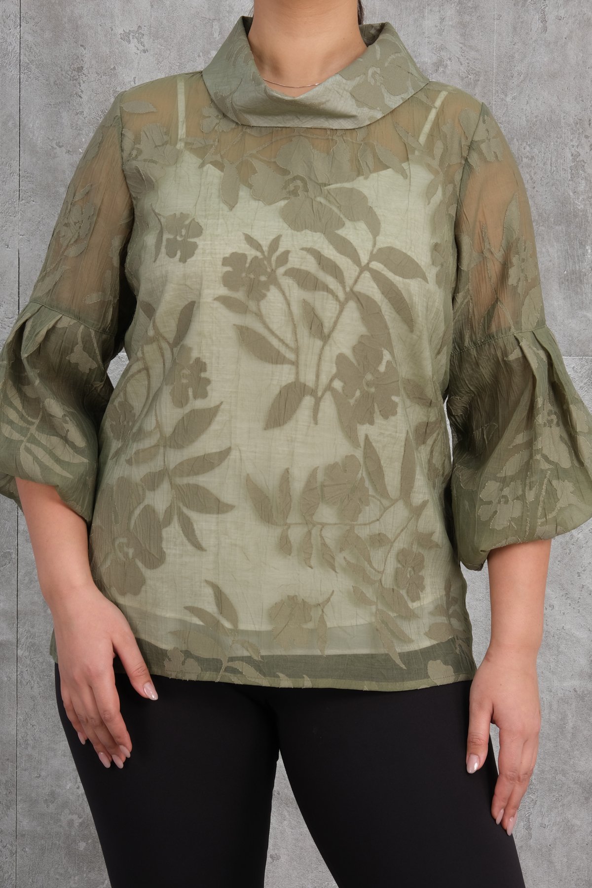 Plus Size Blouse-Khaki