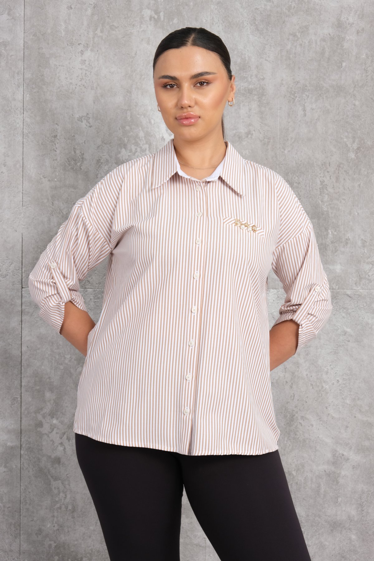 Super Plus Size Shirt-Brown
