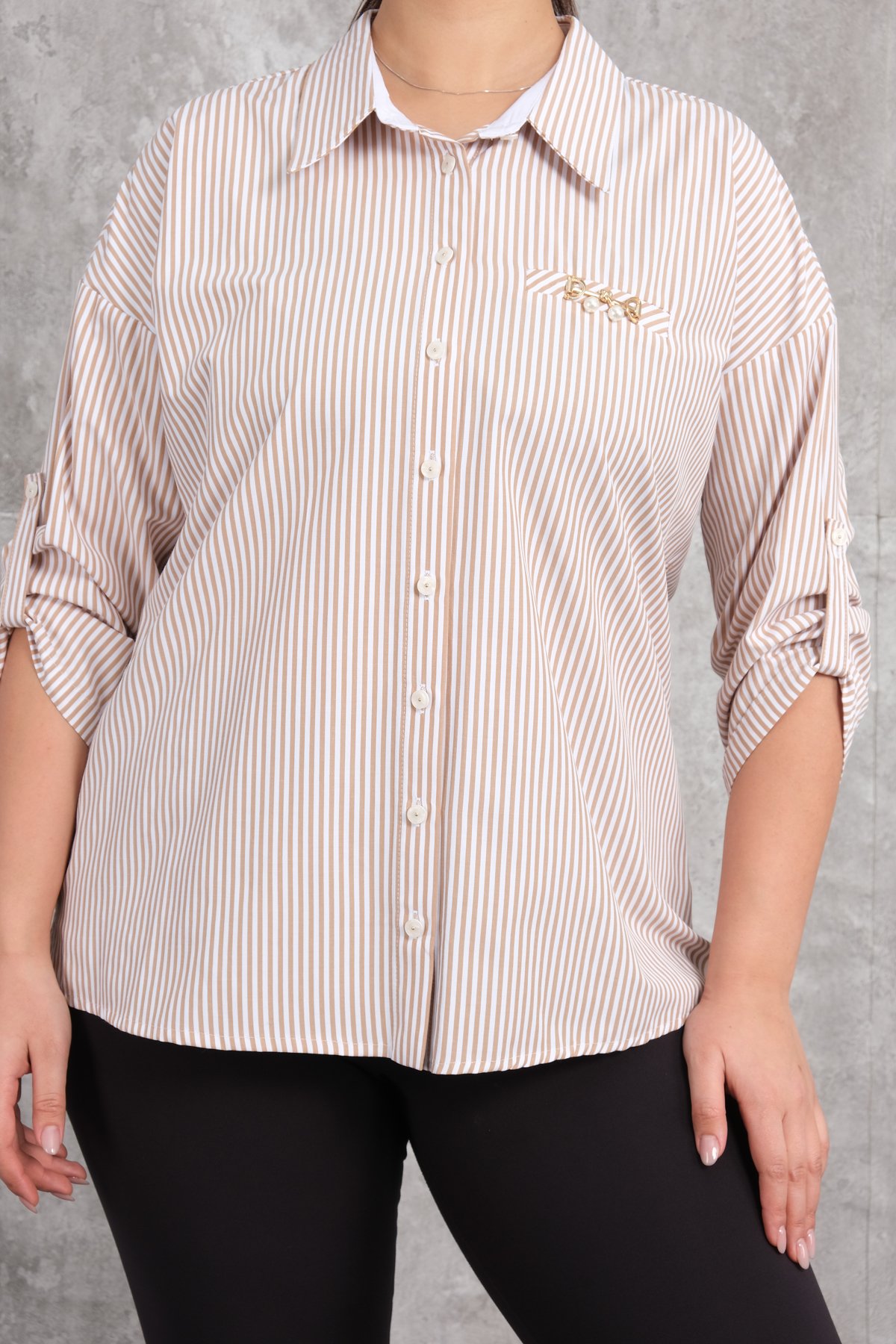 Super Plus Size Shirt-Brown