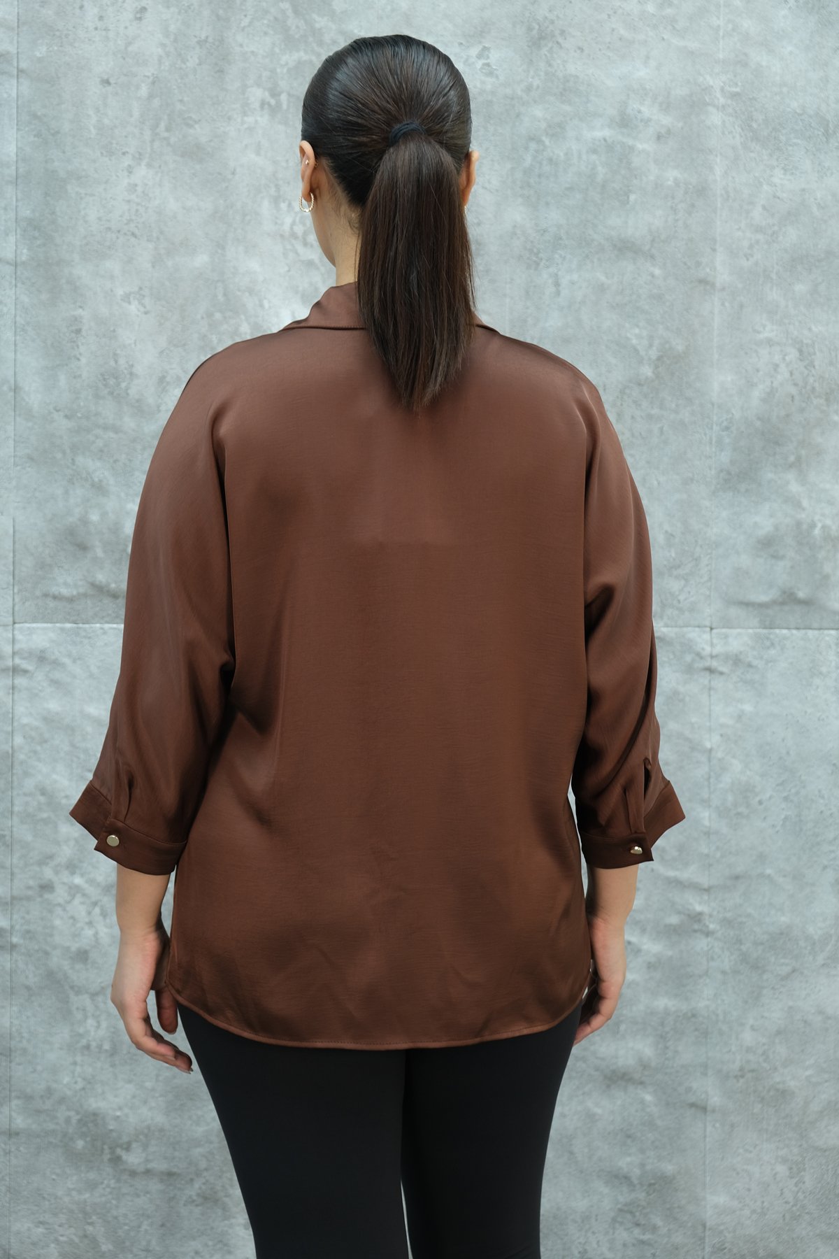 Super Plus Size Blouse-Brown