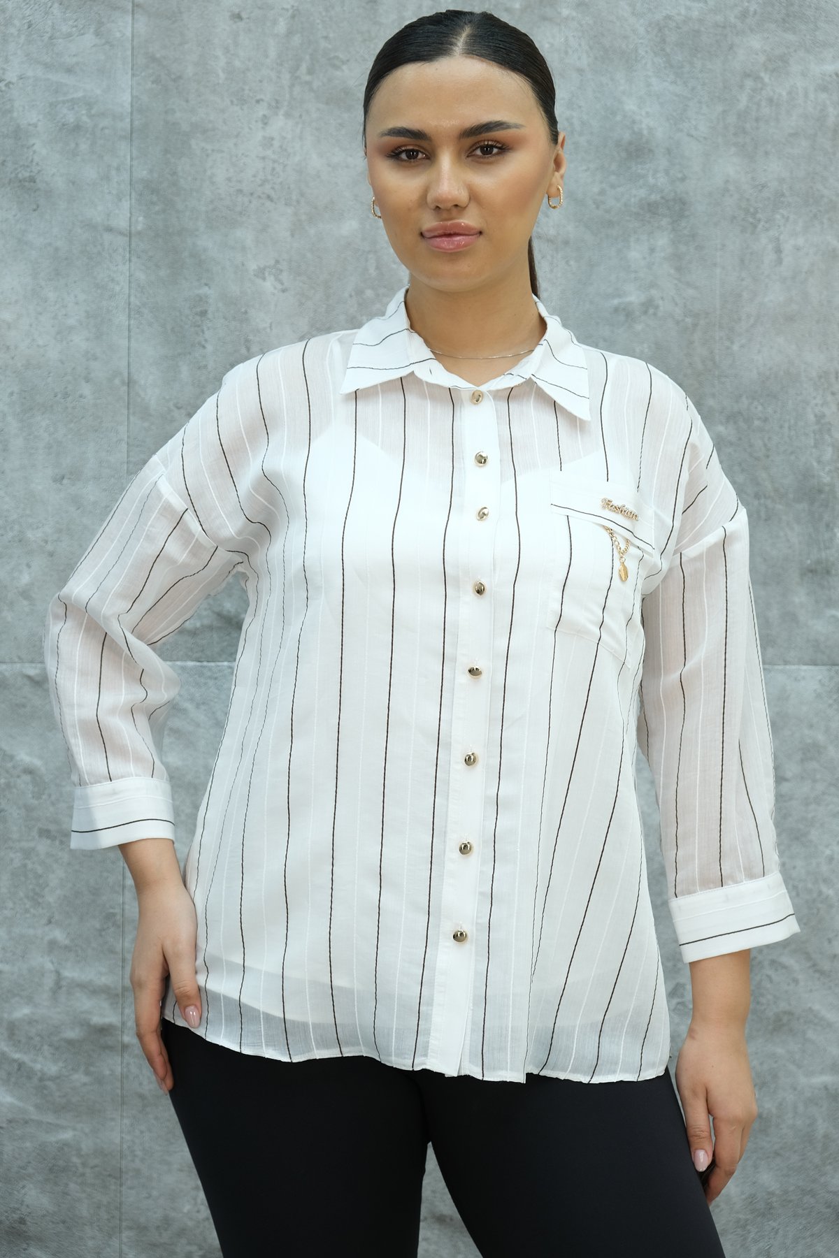 Super Plus Size Shirt-Brown