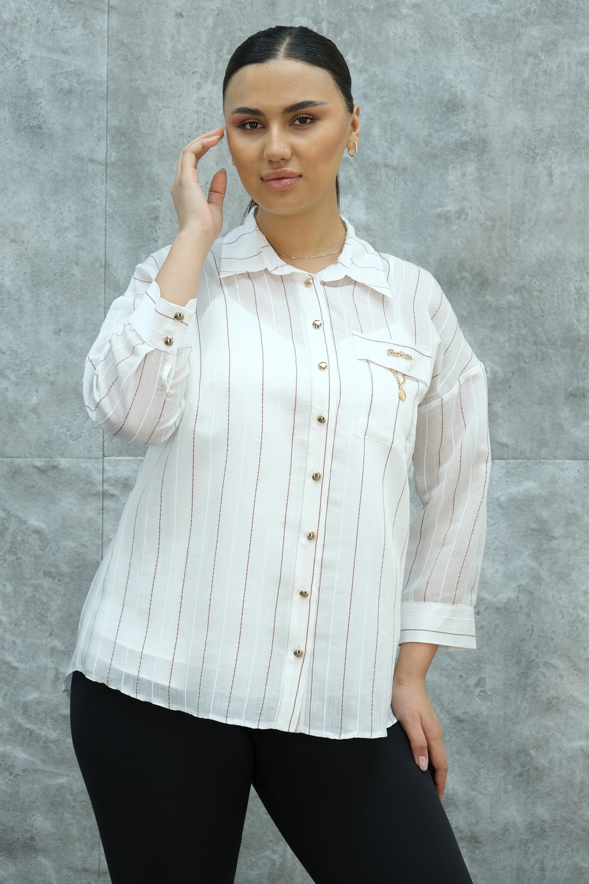 Plus Size Shirt-Beige
