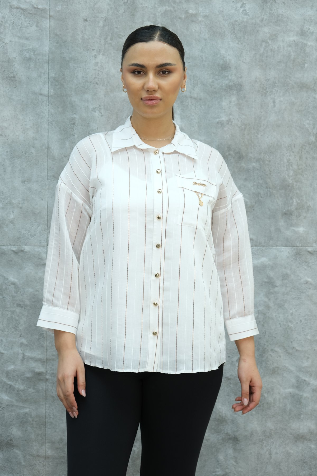 Super Plus Size Shirt-Beige