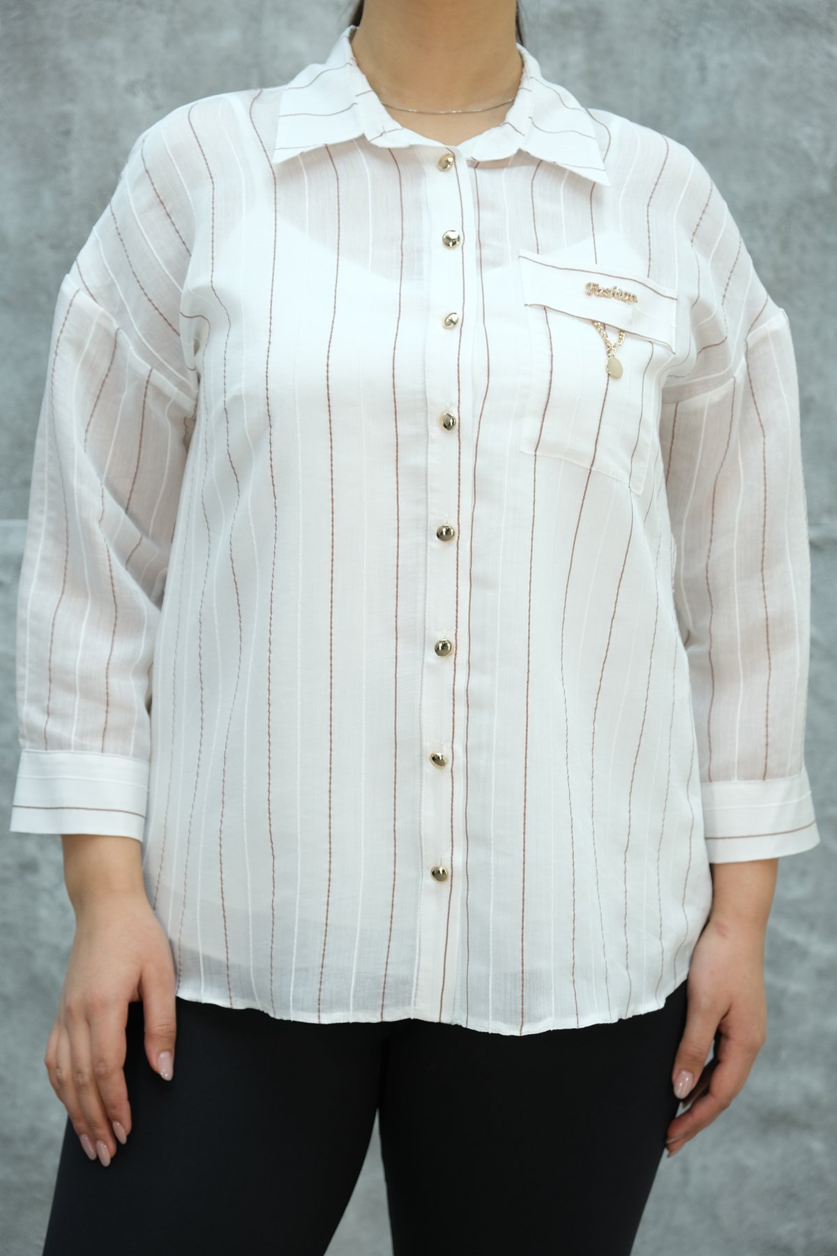 Super Plus Size Shirt-Beige