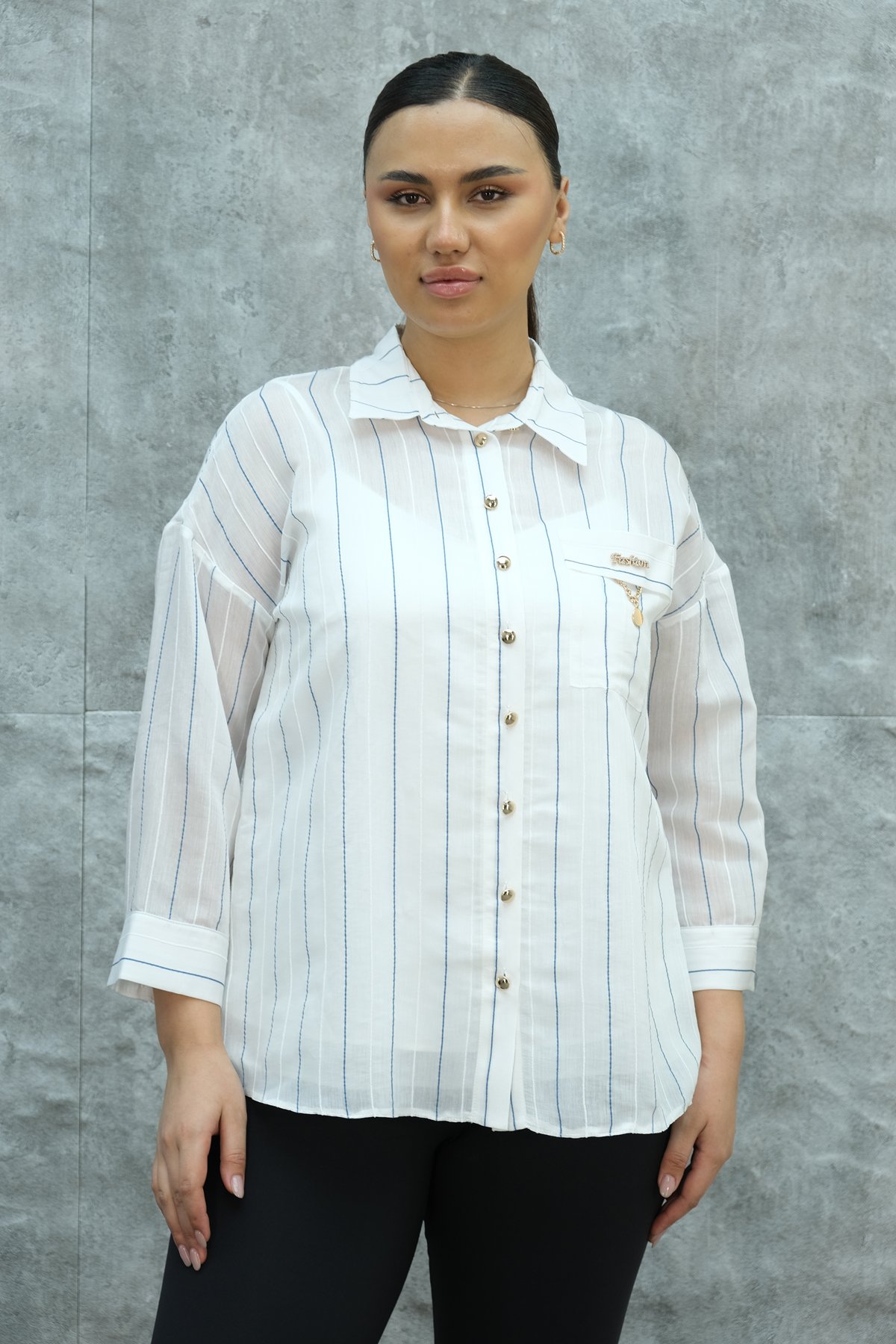 Super Plus Size Shirt-Dark Blue