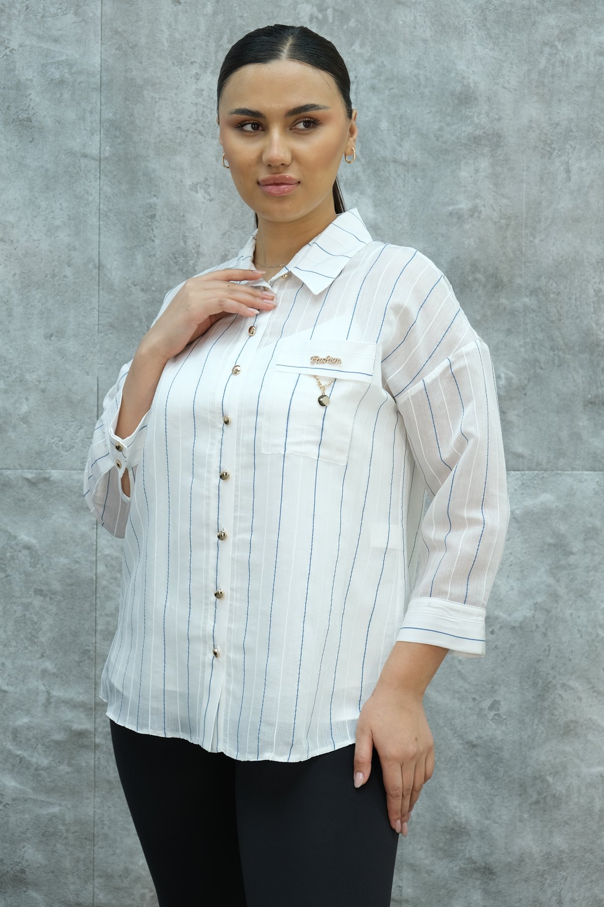 Super Plus Size Shirt-Dark Blue