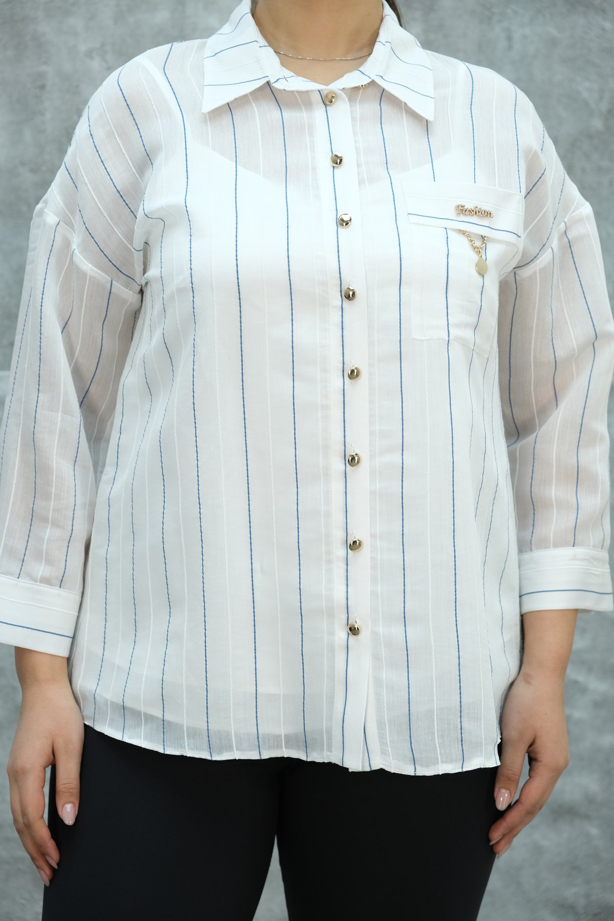 Super Plus Size Shirt-Dark Blue