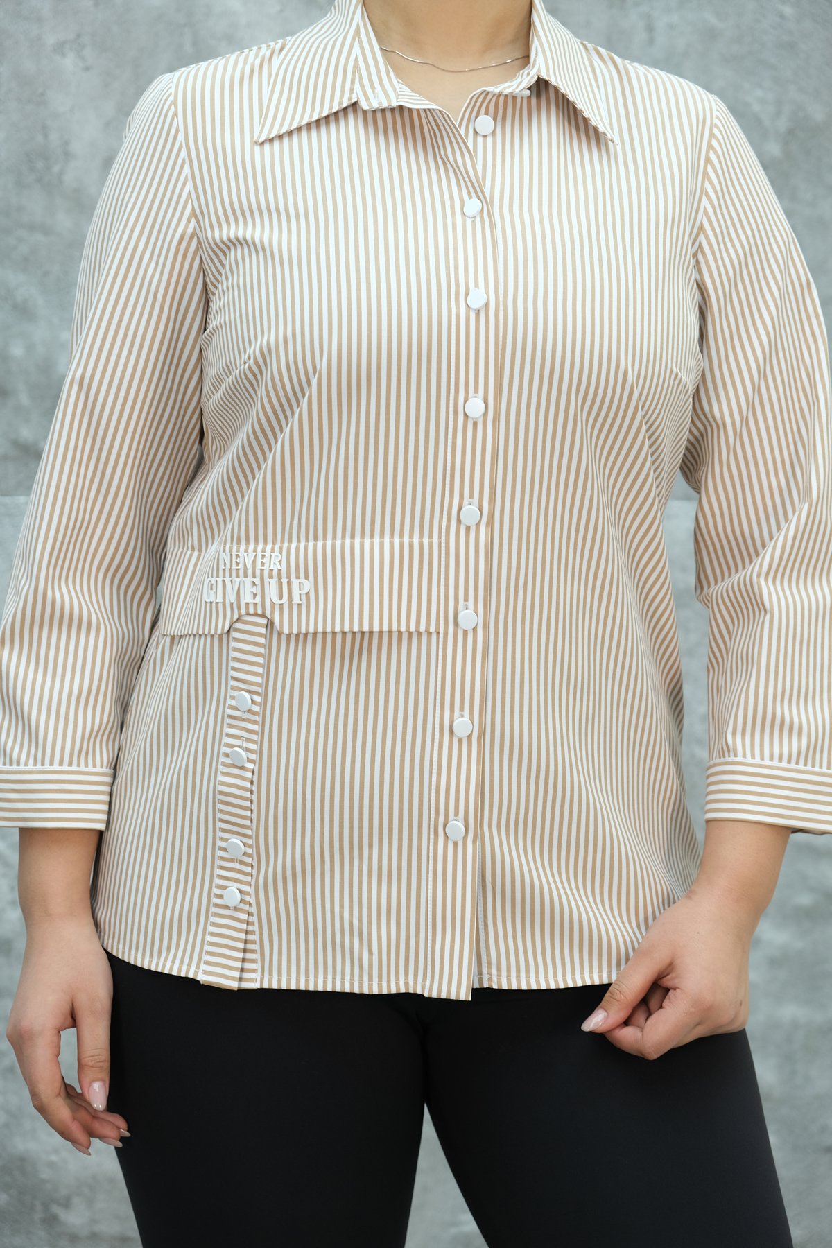 Super Plus Size Shirt-Brown