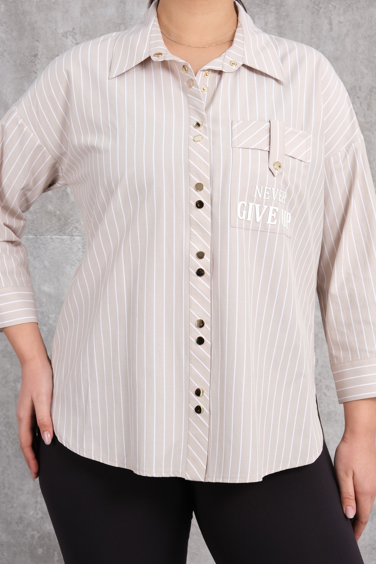 Super Plus Size Shirt-Beige